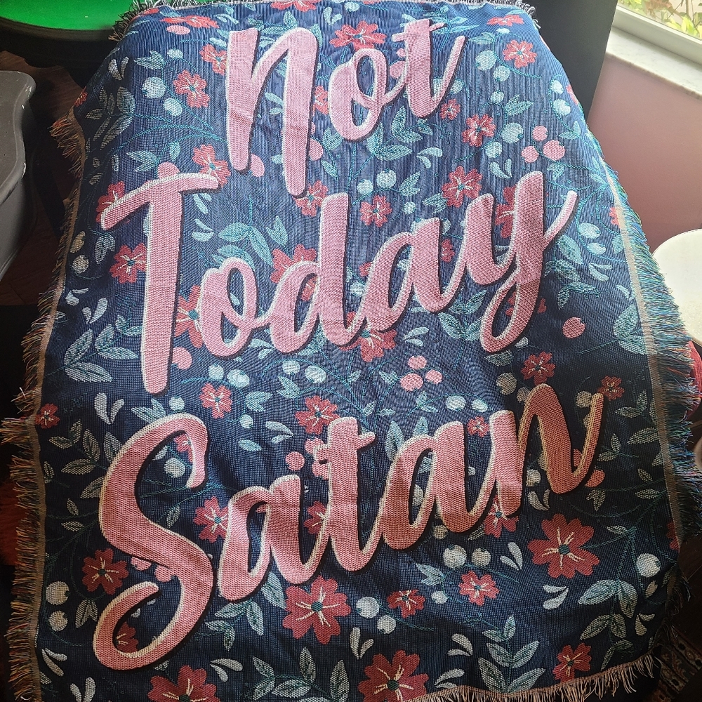 Floral "Not Today Satan" Blanket NWOT